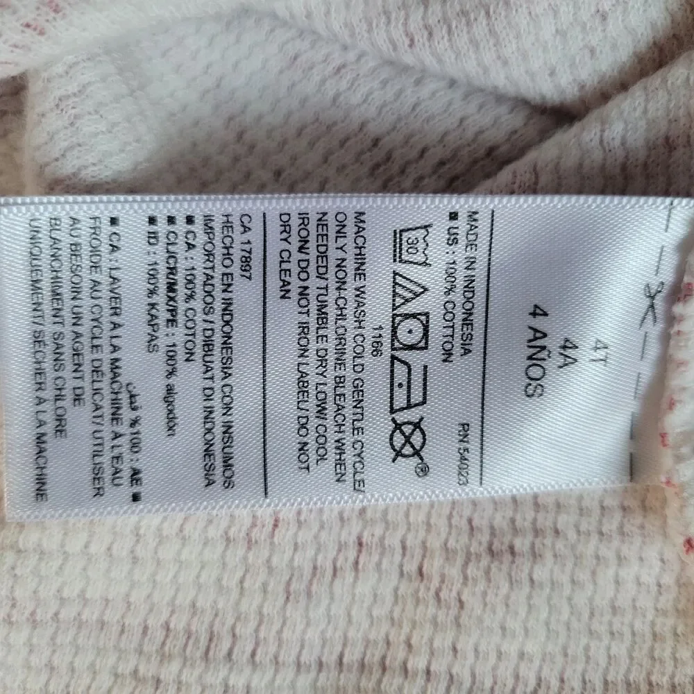 Old Navy Girls Red White Fair Isle Heart Waffle Knit Dress Long Sleeve Size 4T